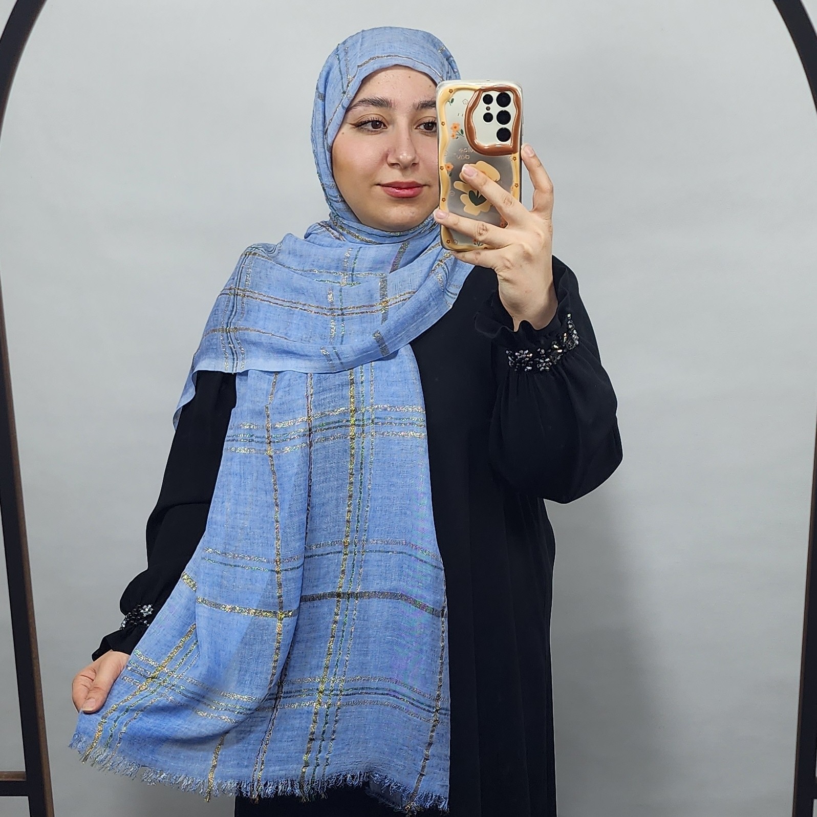 شال کنفی وارداتب لمه دار الیاف طبیعی و خنک