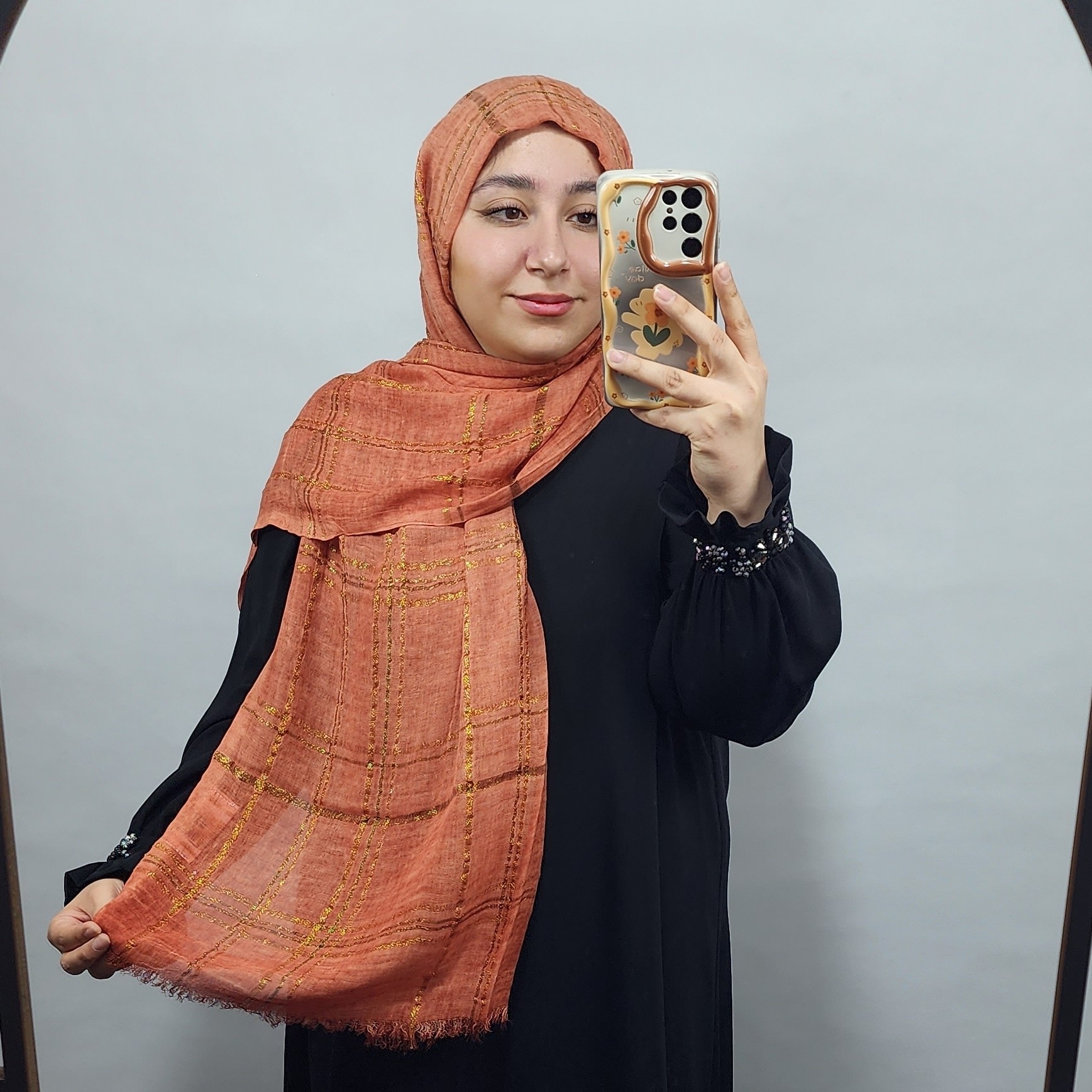 شال کنفی وارداتب لمه دار الیاف طبیعی و خنک