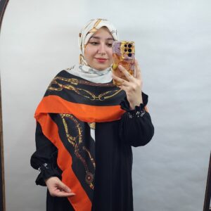 روسری سیااسکارف وارداتی اورجینال طرح ابریشم زنجیری