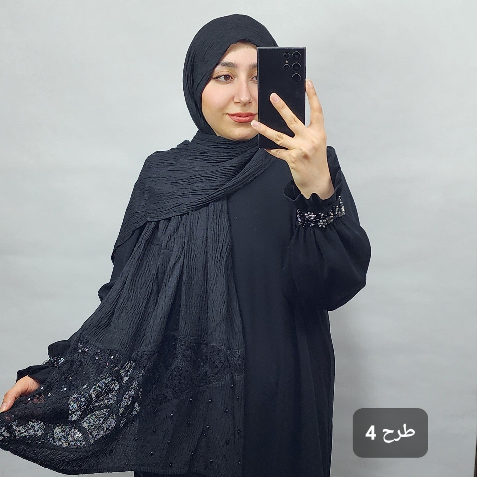 شال مشکی مجلسی کارشده وارداتی