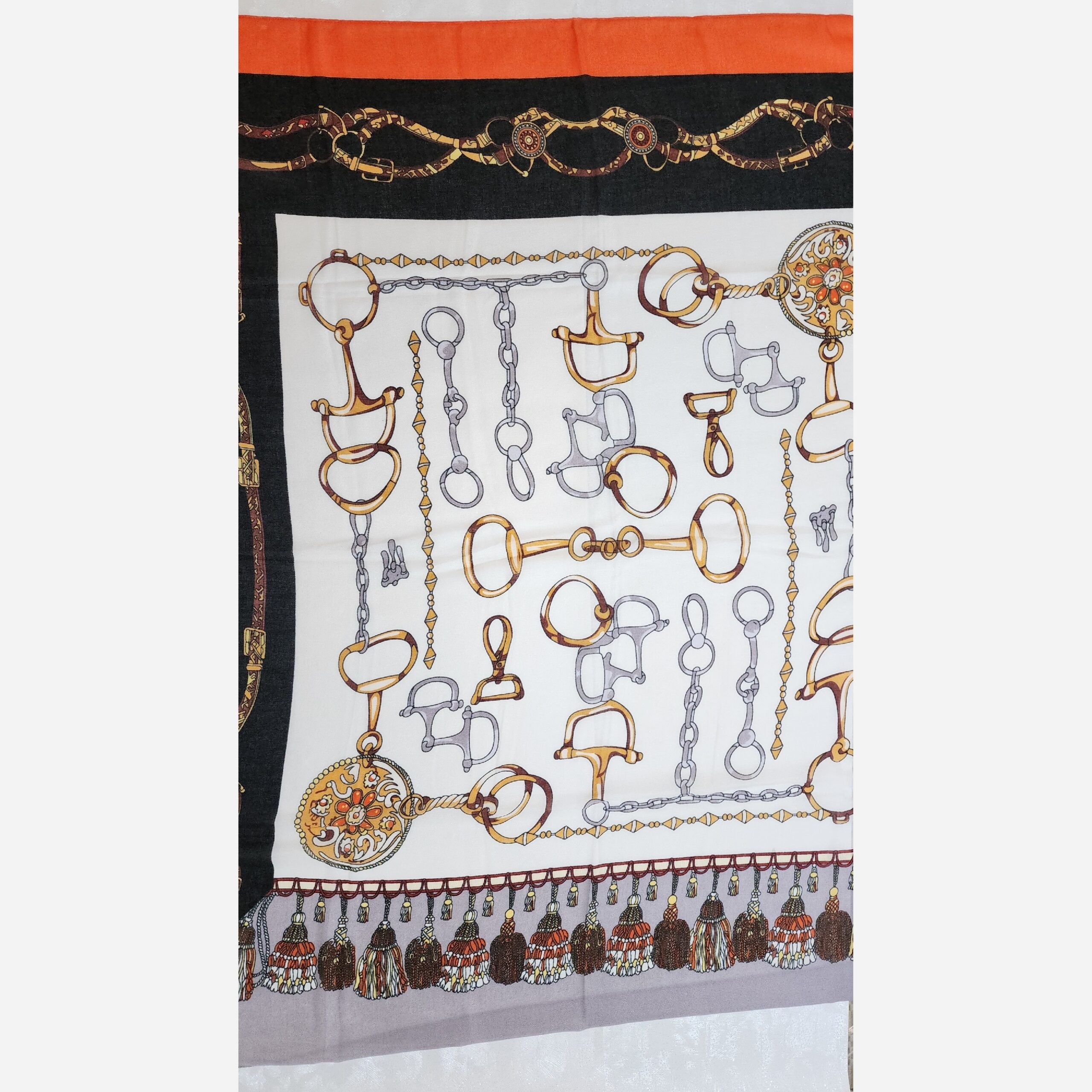 روسری سیااسکارف وارداتی اورجینال طرح ابریشم زنجیری