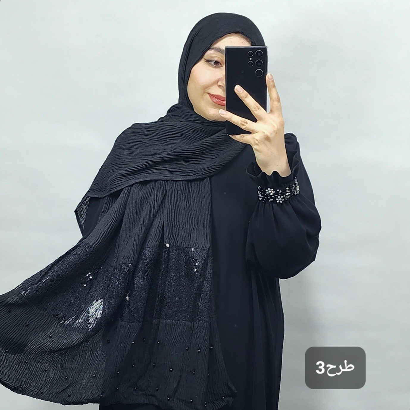شال مشکی مجلسی کارشده وارداتی