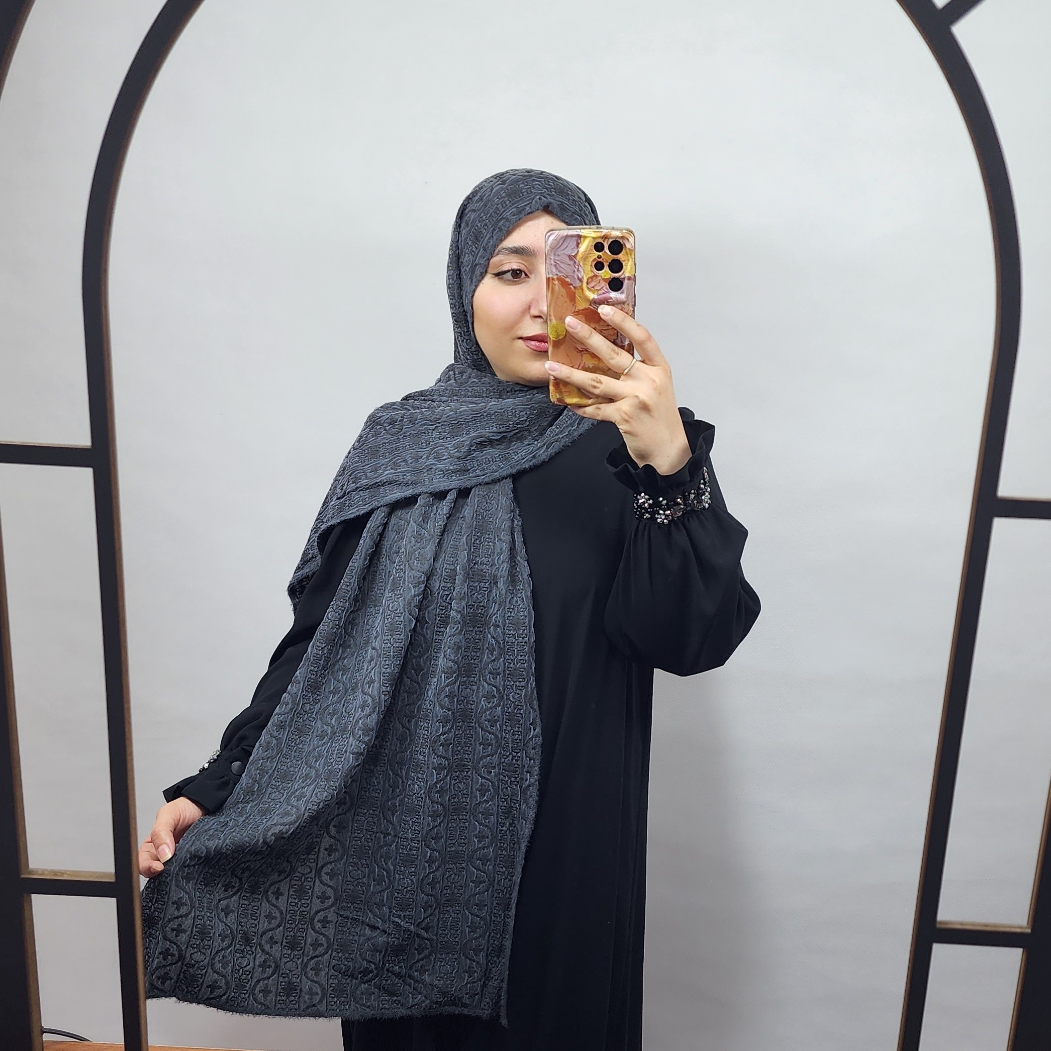 شال پاییزی مجلسی دولایه برجسته وارداتی