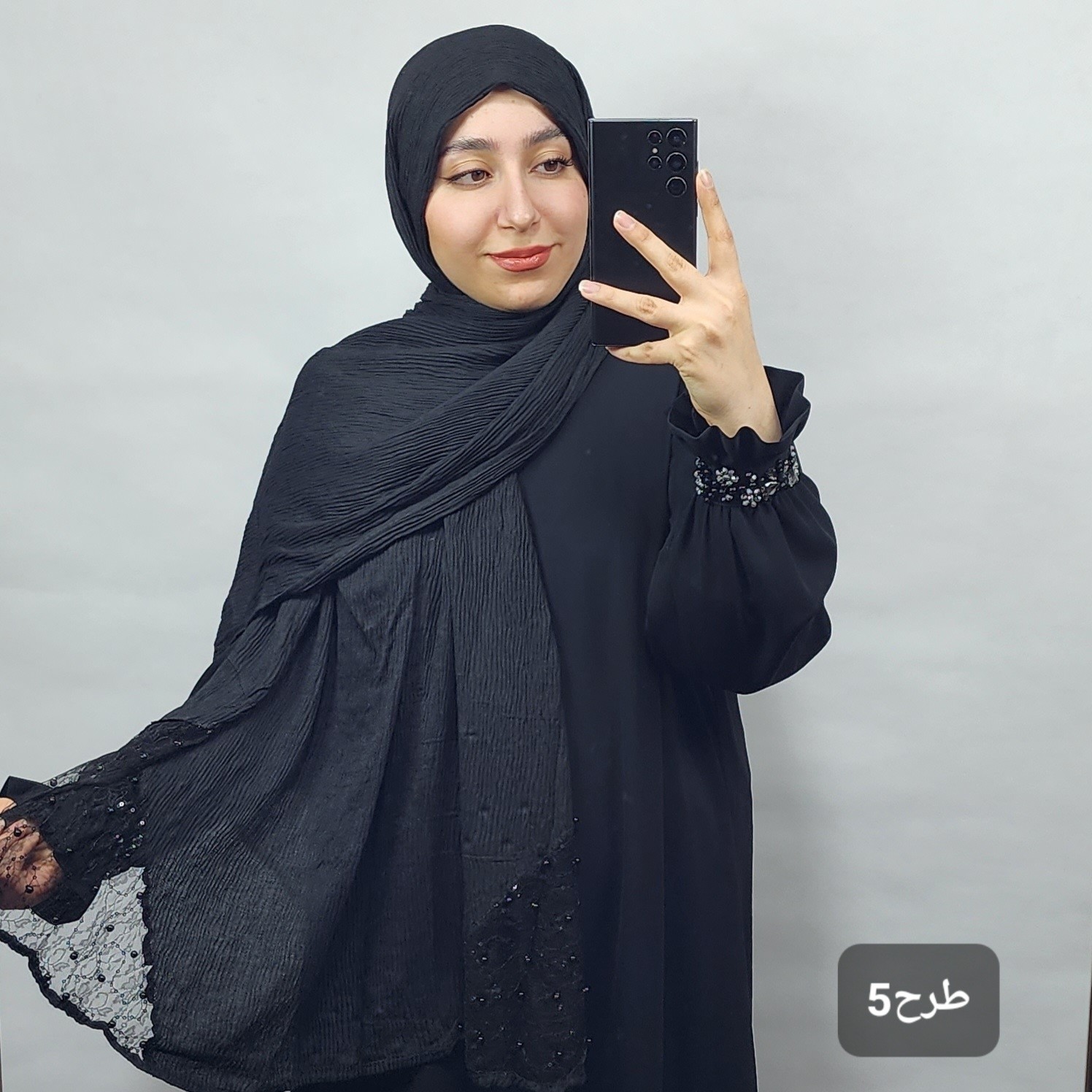 شال مشکی مجلسی کارشده وارداتی
