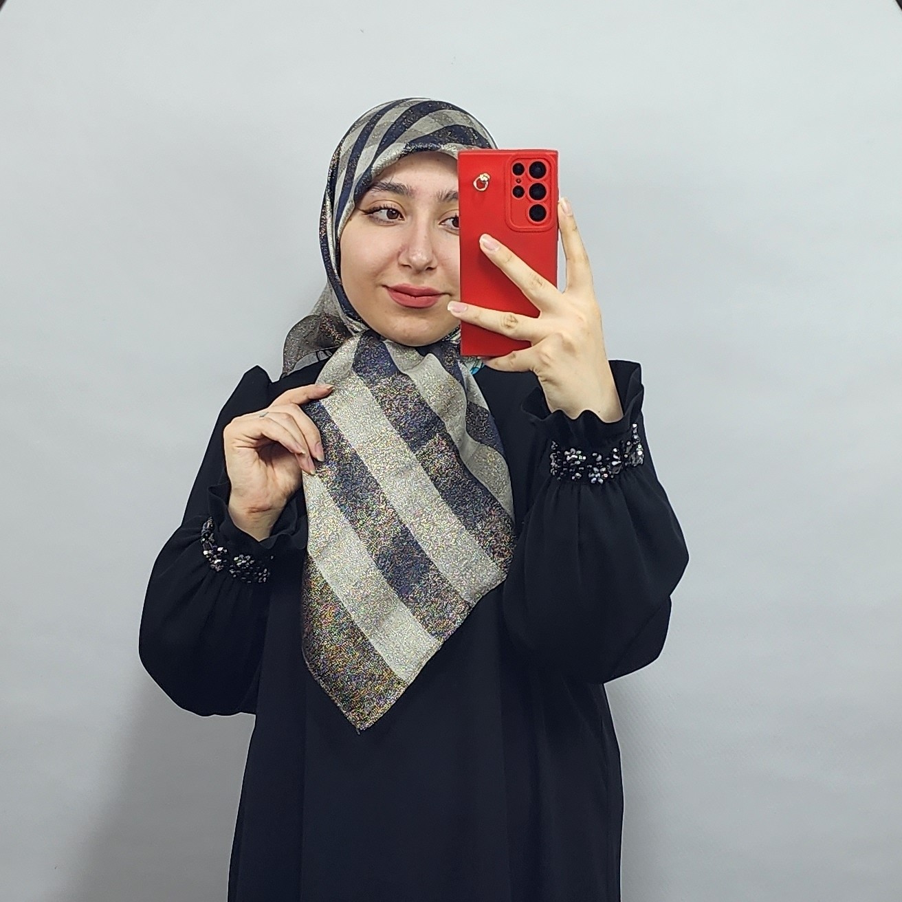 روسری نخ ابریشم ویسکوز فول لمه وارداتی قواره 90