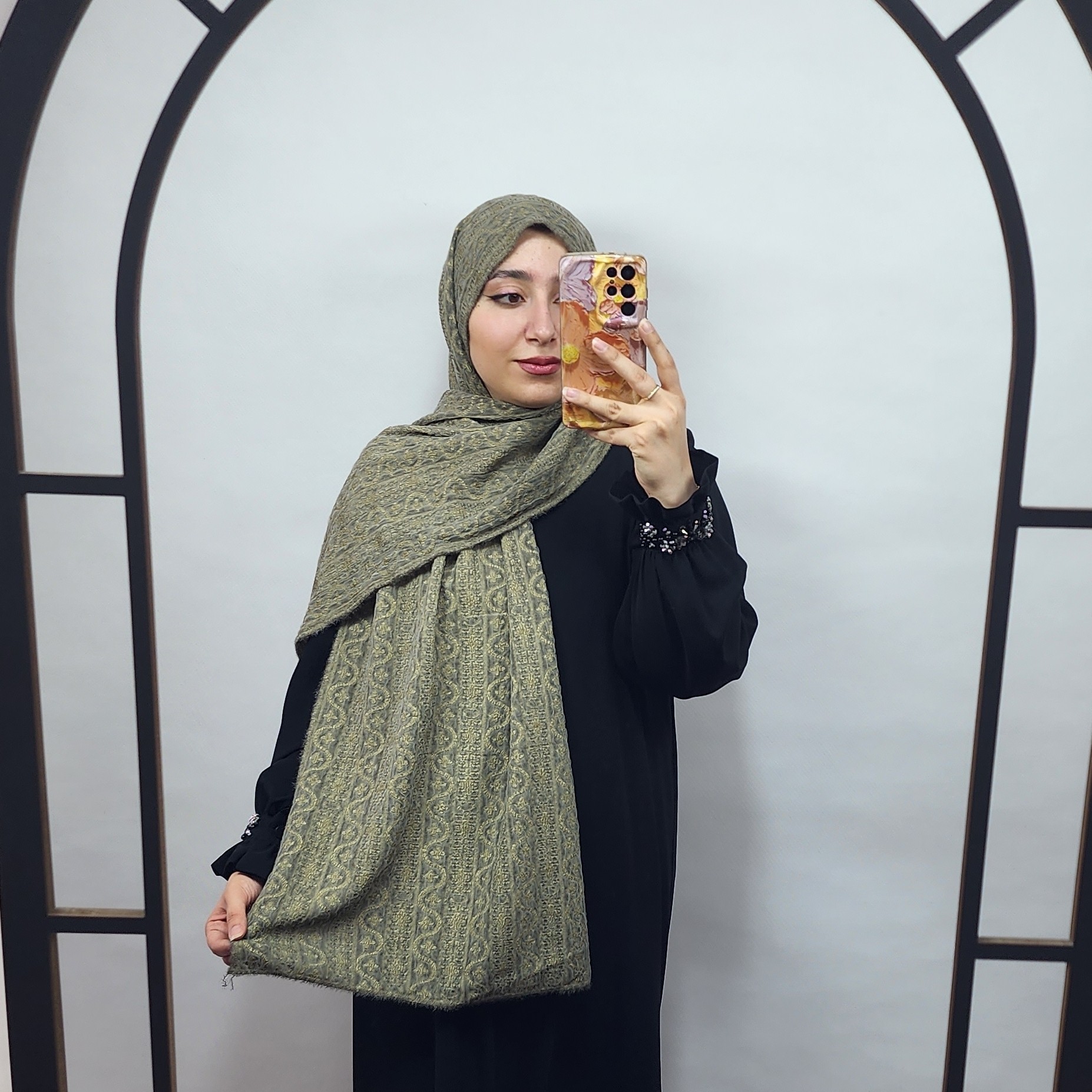 شال پاییزی مجلسی دولایه برجسته وارداتی