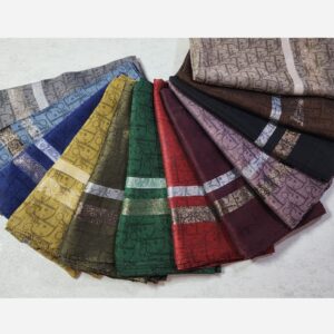 روسری نخ ابریشم ویسکوز وارداتی دور دولاین لمه
