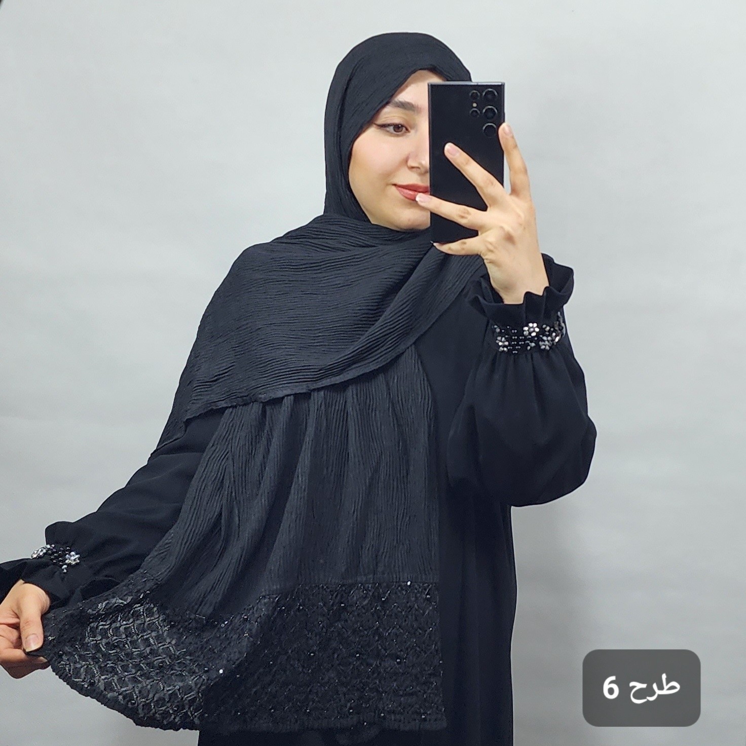 شال مشکی مجلسی کارشده وارداتی