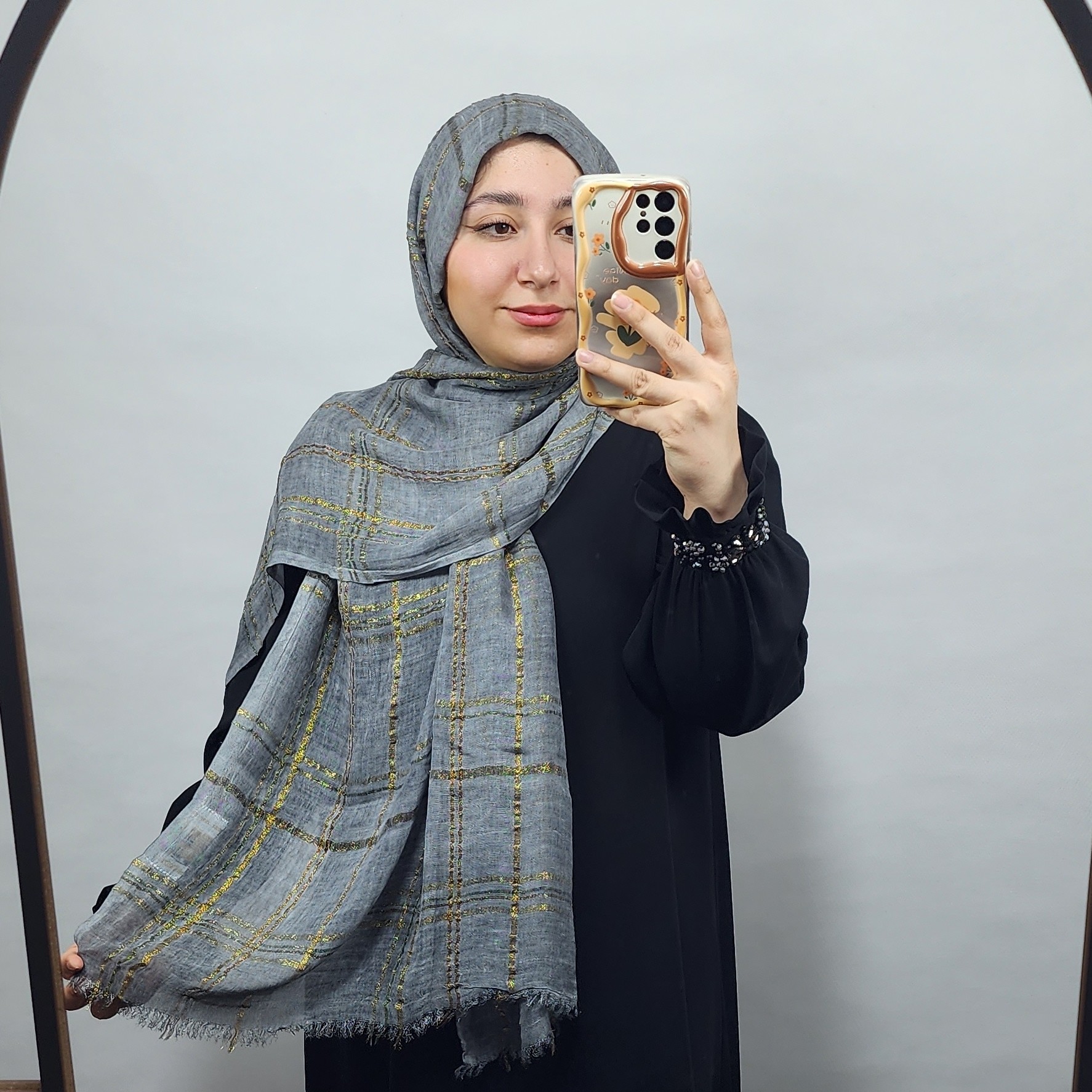 شال کنفی وارداتب لمه دار الیاف طبیعی و خنک
