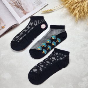 جوراب شیشه ای وارداتی تور مشکی کفی طرح دار