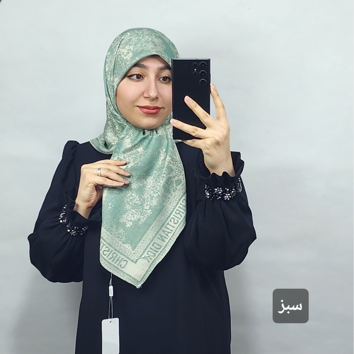 روسری ابریشم کشمیر وارداتی طرح جنگل دیور قواره 90