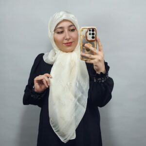 روسری مجلسی ژان ژان تمام نگین قواره 120 شیری